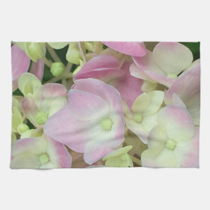 Antique White and Dusty Pink Hydrangea Petals Tea Towel