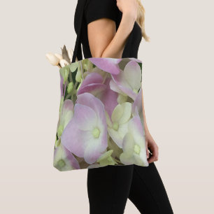 Antique White and Dusty Pink Hydrangea Petals Tote Bag