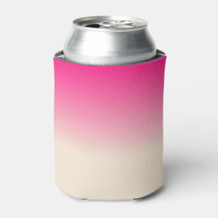 Antique White and Winter Sky Pink Ombre Pattern Can Cooler
