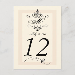 Antique White Black Wedding Table Number Card