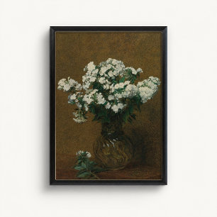 Antique White Floral Vase Wall Poster