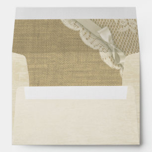 Antique White Lace and Burlap Printed Envelopes