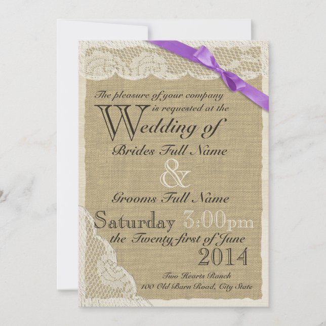 Antique White Lace Country Wedding Invitation (Front)