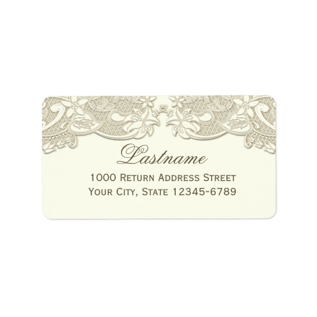 Antique White Vintage Floral Lace Design Label (Front)