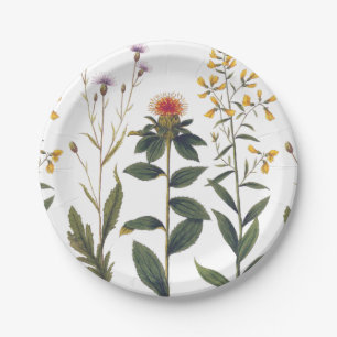 Antique Wildflower Elegant Vintage Nature Lover Paper Plate