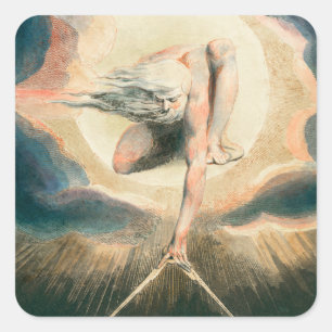 Antique William Blake Earth Compass Symbolism Square Sticker