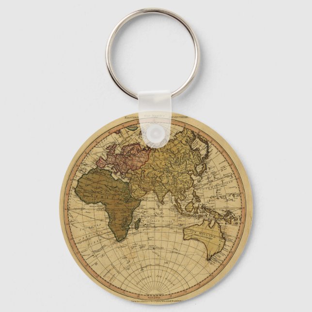 Antique William Faden 1786 Eastern Hemisphere Map Key Ring (Front)