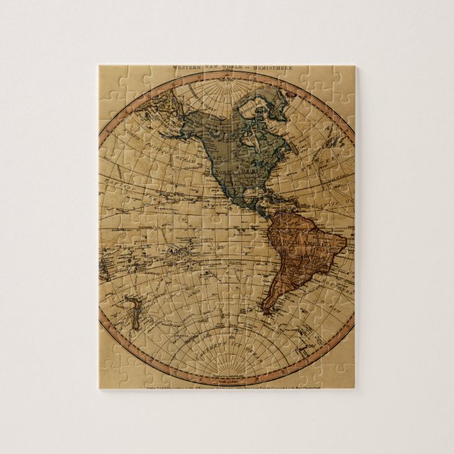 Antique William Faden 1786 Western Hemisphere Map Jigsaw Puzzle (Vertical)