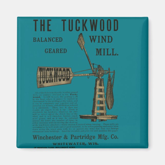 Antique Wind Mill The Tuckwood Whitewater Wis 1889 Magnet (Front)
