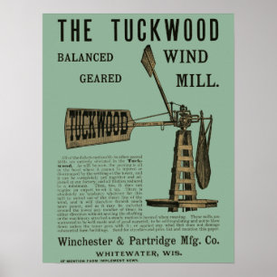 Antique Wind Mill The Tuckwood Whitewater Wis 1889 Poster