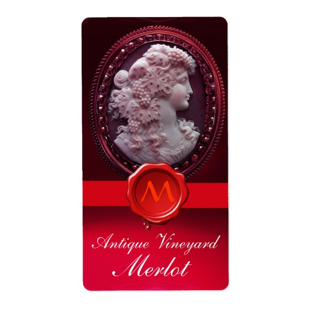 ANTIQUE WINE LADY AND GRAPES RED WAX SEAL (Front)