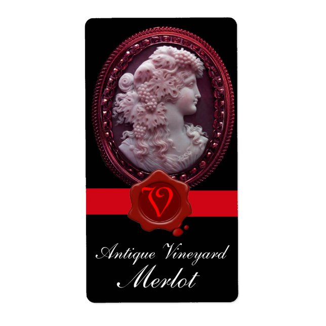 ANTIQUE WINE LADY AND GRAPES RED WAX SEAL MONOGRAM (Front)