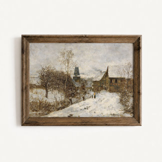 Antique Winter Village Snow Poster