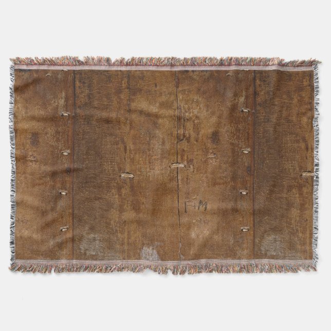 Antique Wood with (or without) Your Initials Throw Blanket (Front)