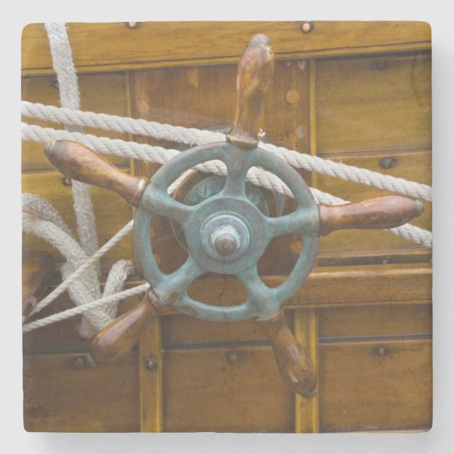 Antique Wooden Boat Stone Coaster (Front)