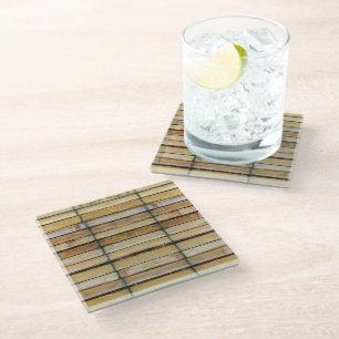 Antique Wooden Timber Wood Slats Glass Coaster