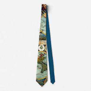 Antique World Globe Map Vintage Art History Tie