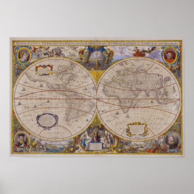 Antique World Map 2 Poster (Front)