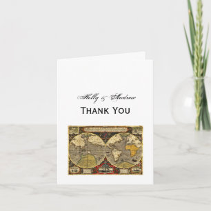 Antique World Map #2 Thank You Card