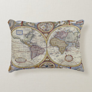 Antique World Map #3 Decorative Cushion