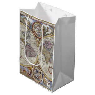 Antique World Map #3 Medium Gift Bag
