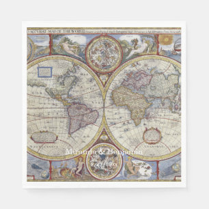 Antique World Map #3 Napkin