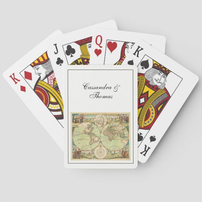 Antique World Map #4 Playing Cards (Back)