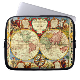 Antique World Map Art Laptop Sleeve
