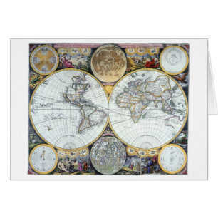 Antique World Map, Atlas Maritimus by John Seller