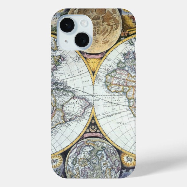 Antique World Map, Atlas Maritimus by John Seller Case-Mate iPhone Case (Back)