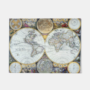 Antique World Map, Atlas Maritimus by John Seller Doormat