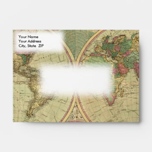 Antique World Map by Carington Bowles, circa 1780 Envelope