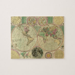 Antique World Map by Carington Bowles, circa 1780 Jigsaw Puzzle