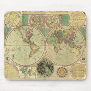 Antique World Map by Carington Bowles, circa 1780 Mouse Pad