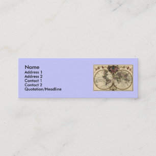 Antique World Map by Guillaume de L'Isle, 1720 Mini Business Card