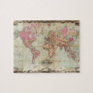 Antique World Map by John Colton, circa 1854 Jigsaw Puzzle