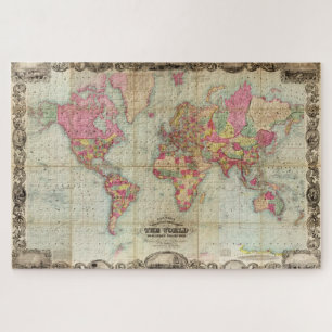 Antique World Map by John Colton, circa 1854 Jigsaw Puzzle