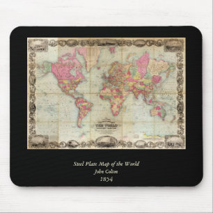 Antique World Map by John Colton, circa 1854 Mouse Pad