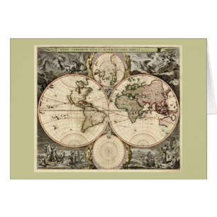 Antique World Map by Nicolao Visscher, circa 1690