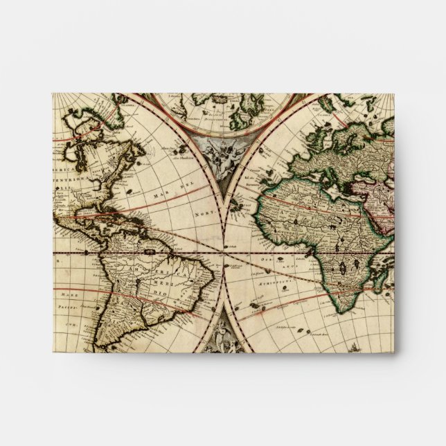 Antique World Map by Nicolao Visscher, circa 1690 Envelope (Front)