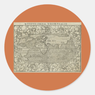 Antique World Map by Sebastian Münster circa 1560 Classic Round Sticker