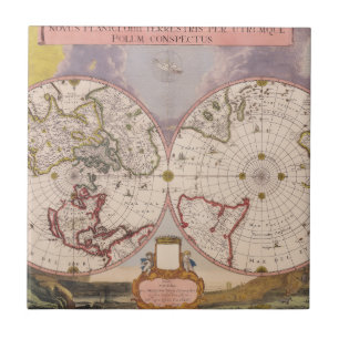Antique World Map Ceramic Tile