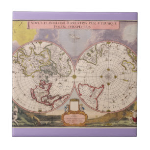 Antique World Map Ceramic Tile