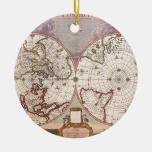 Antique World Map Ceramic Tree Decoration