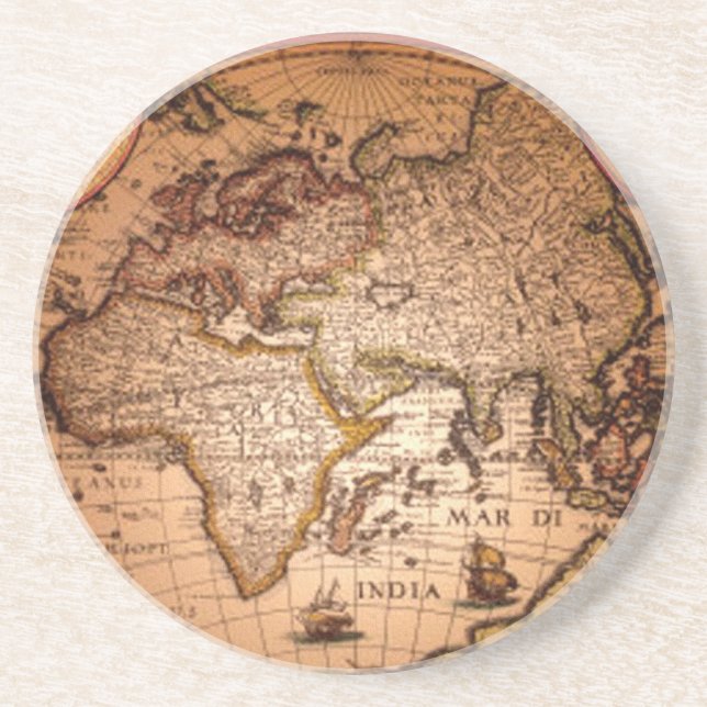 Antique World Map Classic Earth Gift Coaster (Front)