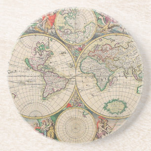 Antique World Map Coaster