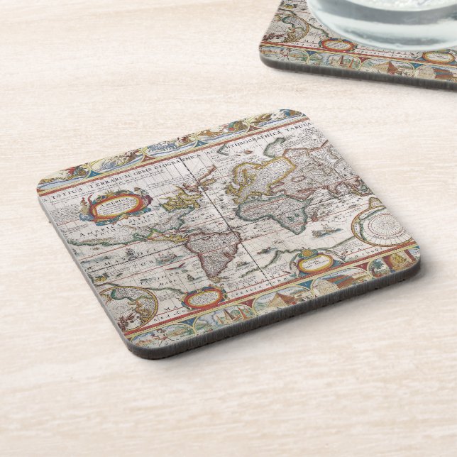 Antique World Map coasters (Left Side)