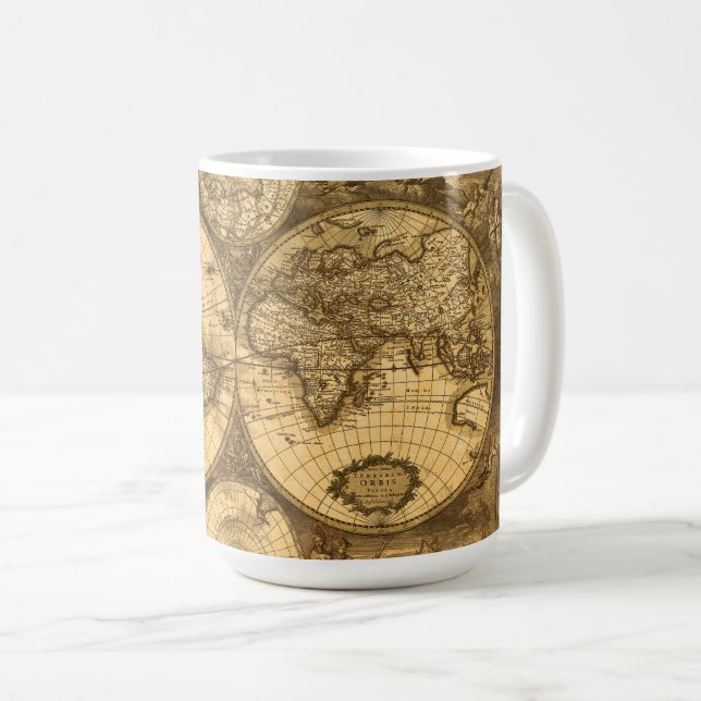 Antique World Map Coffee Mug (Front Right)