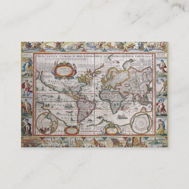 Antique World Map custom business cards (Front)