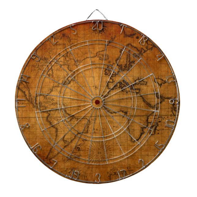 Antique World Map Dartboard (Front)